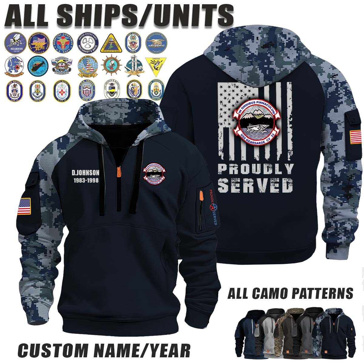 USS Kearsarge (CV-33)_Camo Halfzip Hoodie