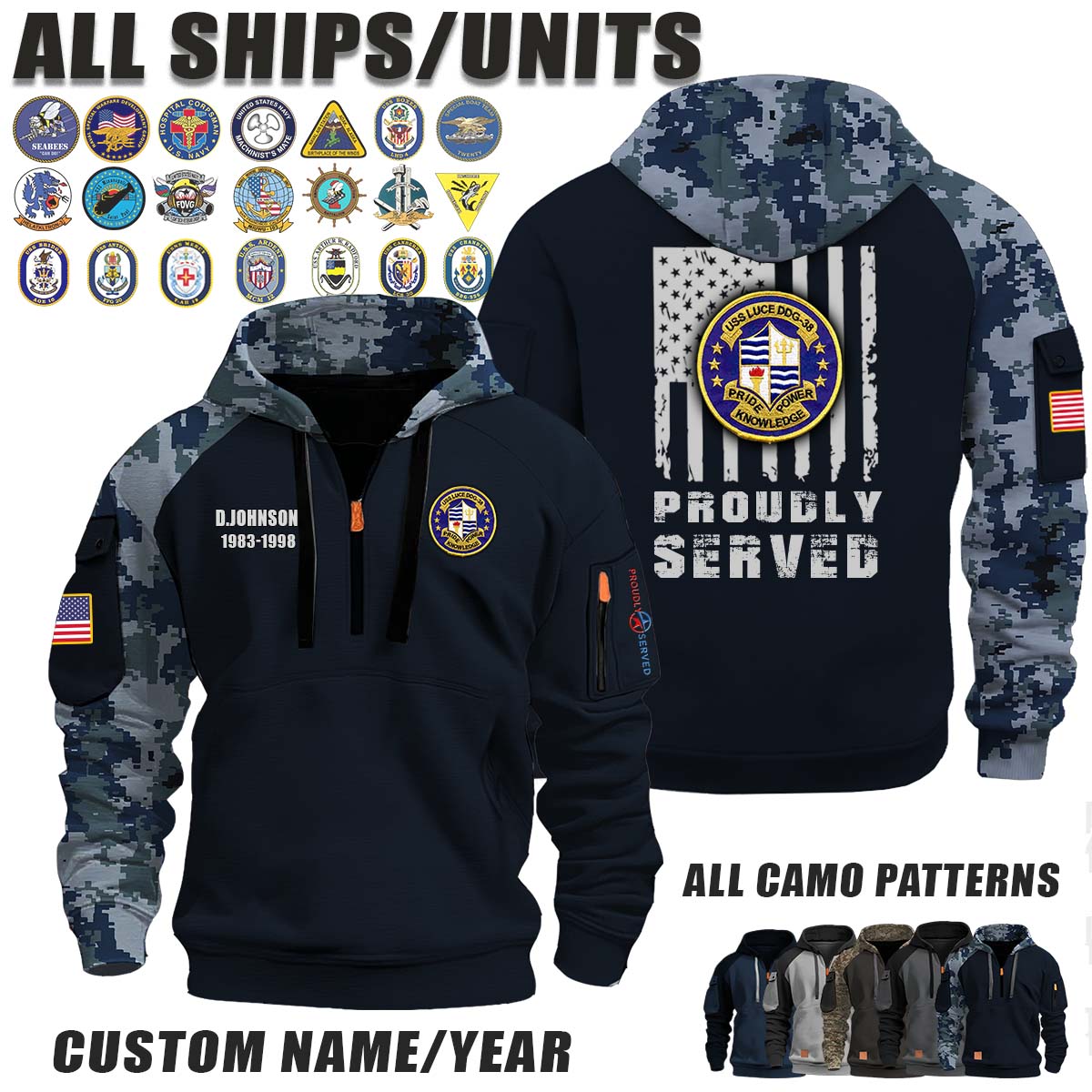USS Luce (DDG-38)_Camo Halfzip Hoodie