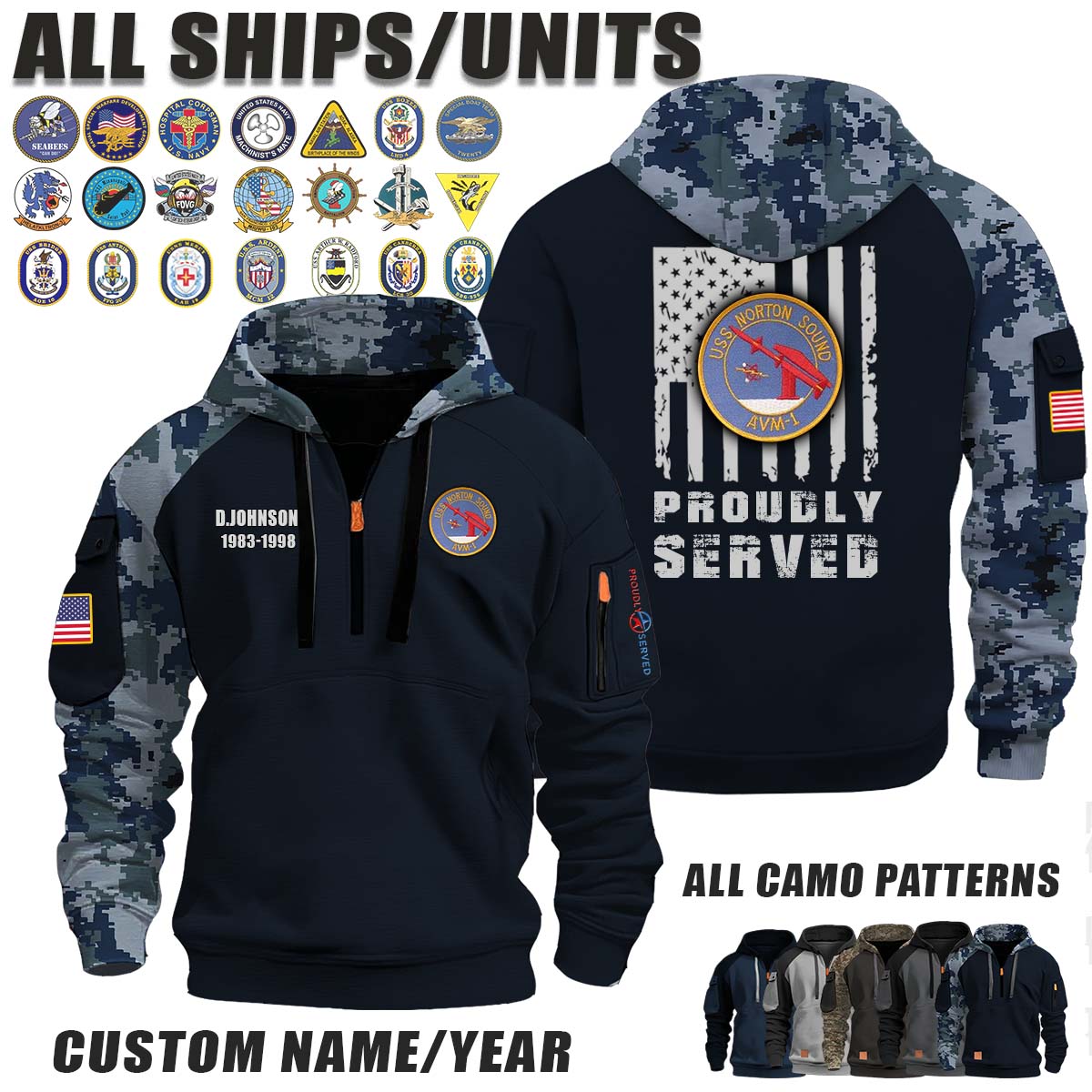 USS Norton Sound(AVM-1)_Camo Halfzip Hoodie