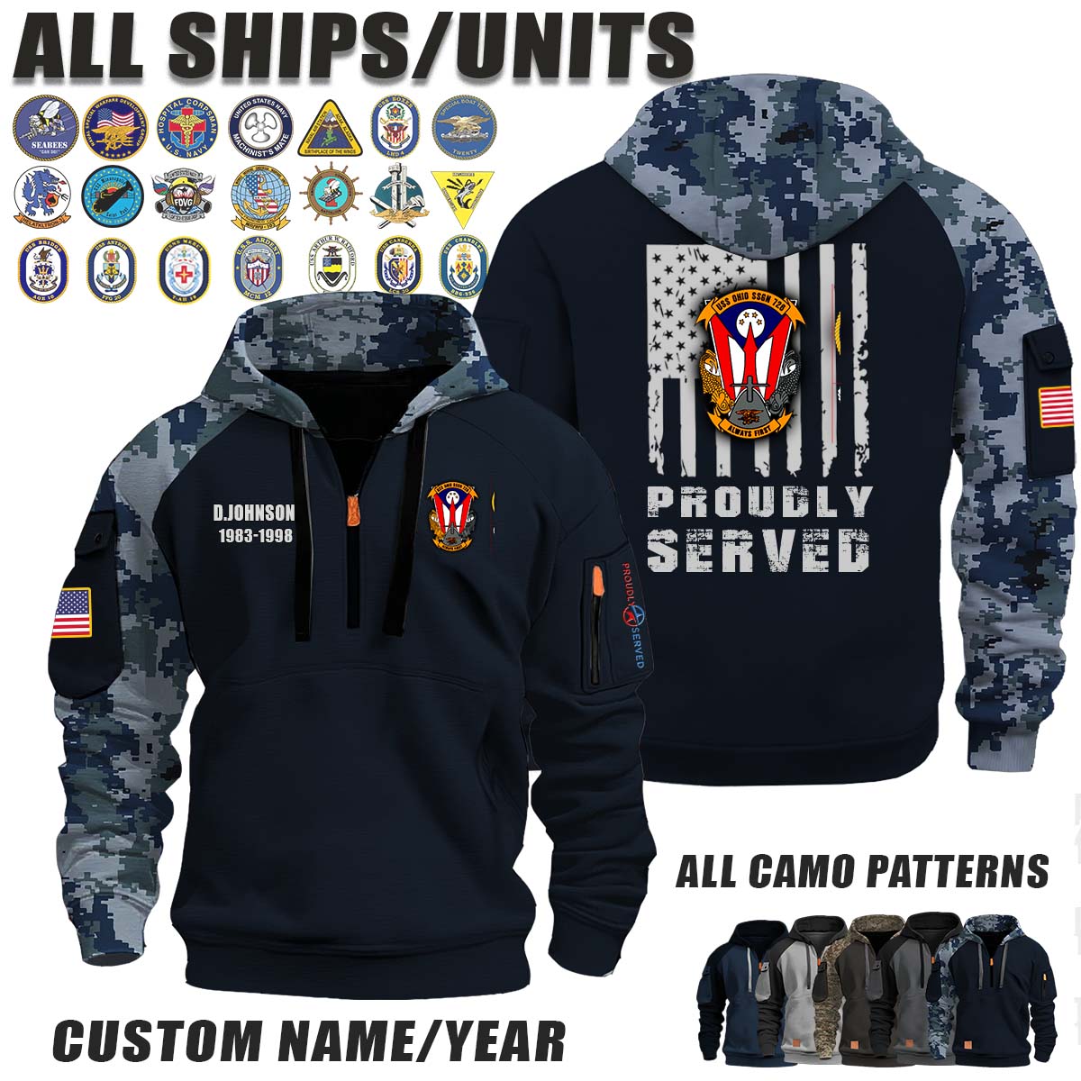 USS Ohio (SSGN-726)_Camo Halfzip Hoodie