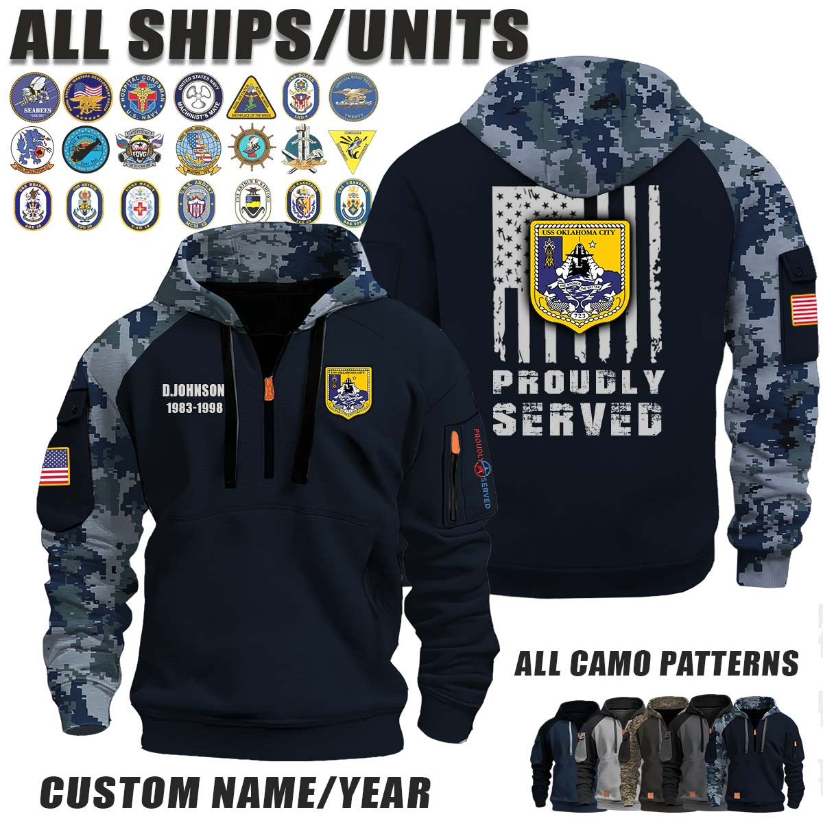 USS Oklahoma City (SSN-723)_Camo Halfzip Hoodie