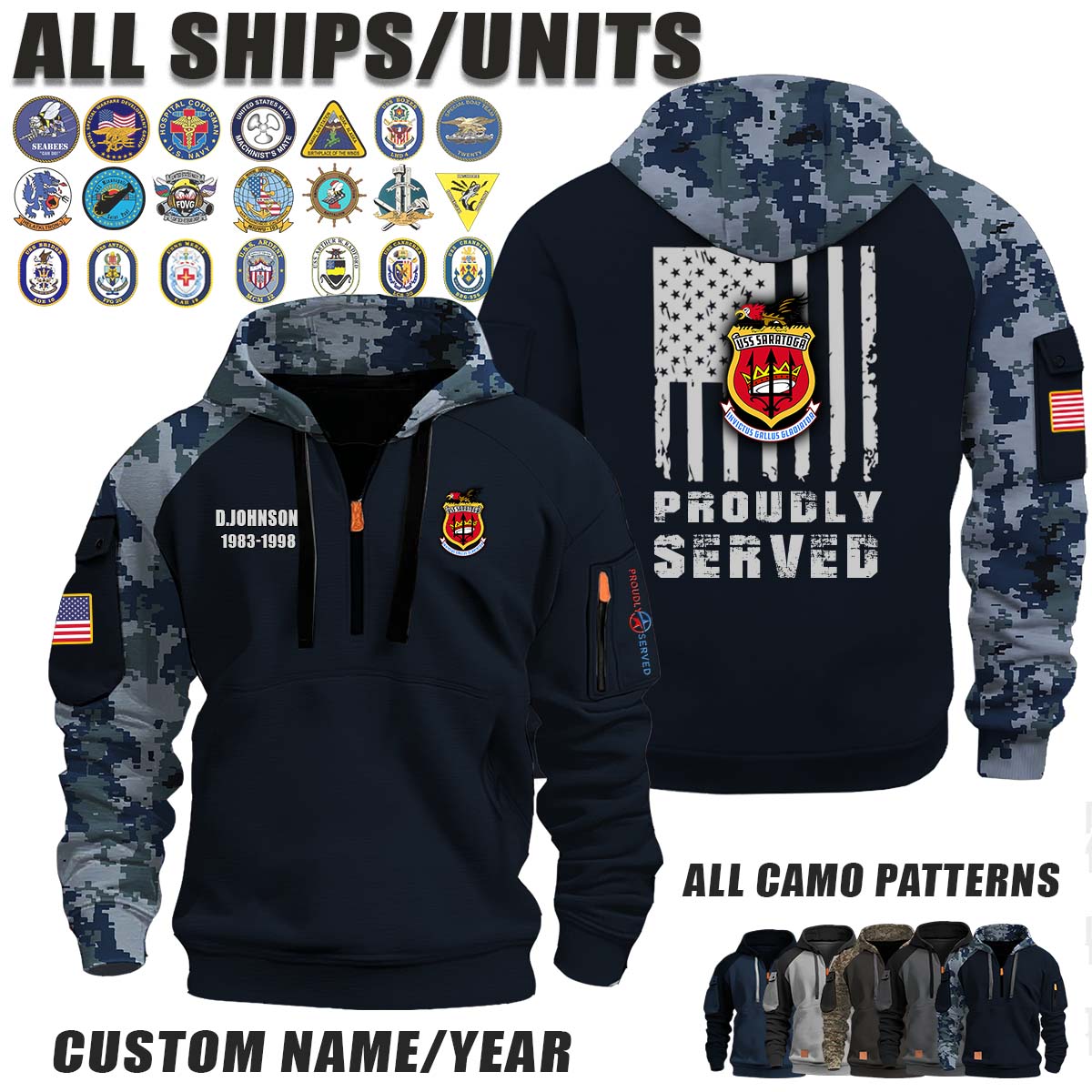 USS Saratoga (CV-60)_Camo Halfzip Hoodie