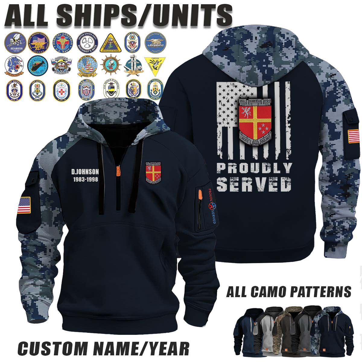 USS Schofield (FFG-3)_Camo Halfzip Hoodie