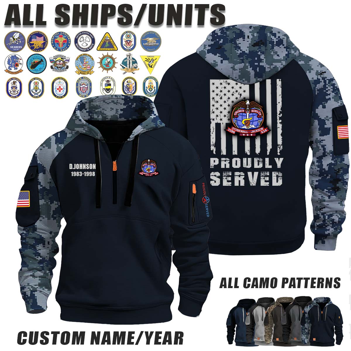 USS Stonewall Jackson (SSBN-634)_Camo Halfzip Hoodie