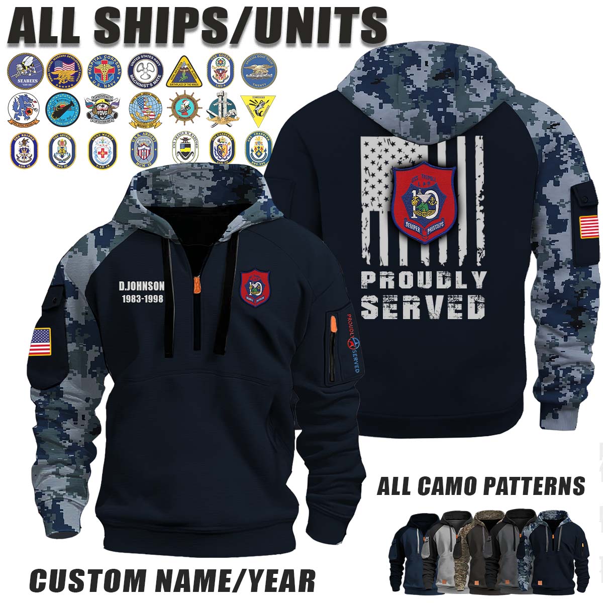 USS Tripoli (LPH-10)_Camo Halfzip Hoodie