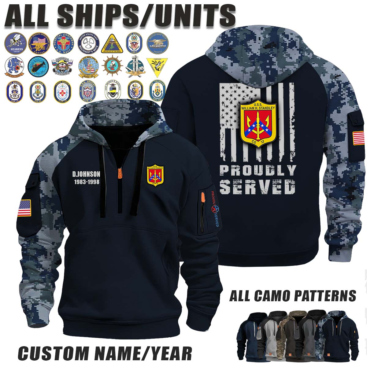 USS William H. Standley (CG-32)_Camo Halfzip Hoodie
