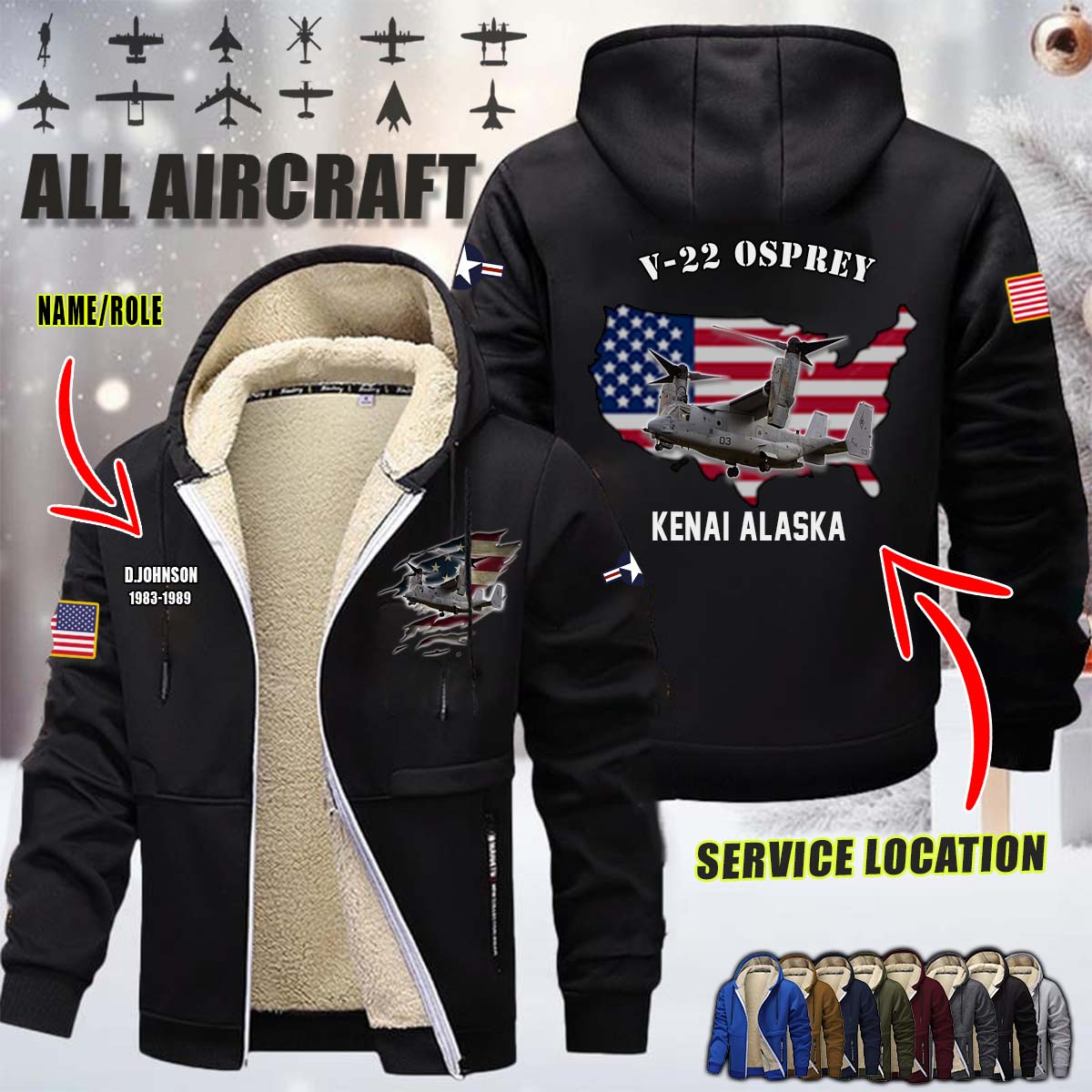 V-22 Osprey V22_Flag Fleece Zip Hoodie