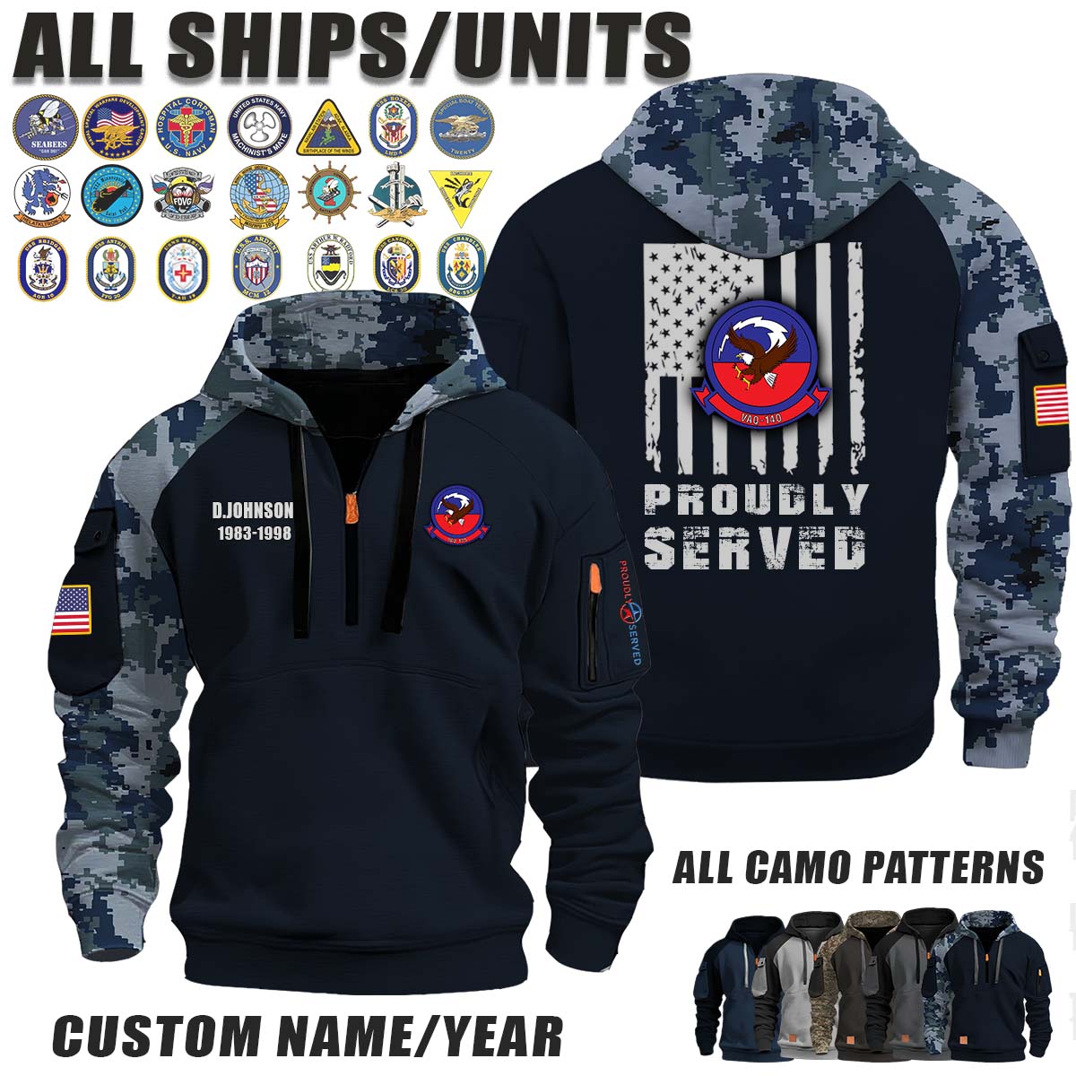 VAQ-140 Patriots_Camo Halfzip Hoodie