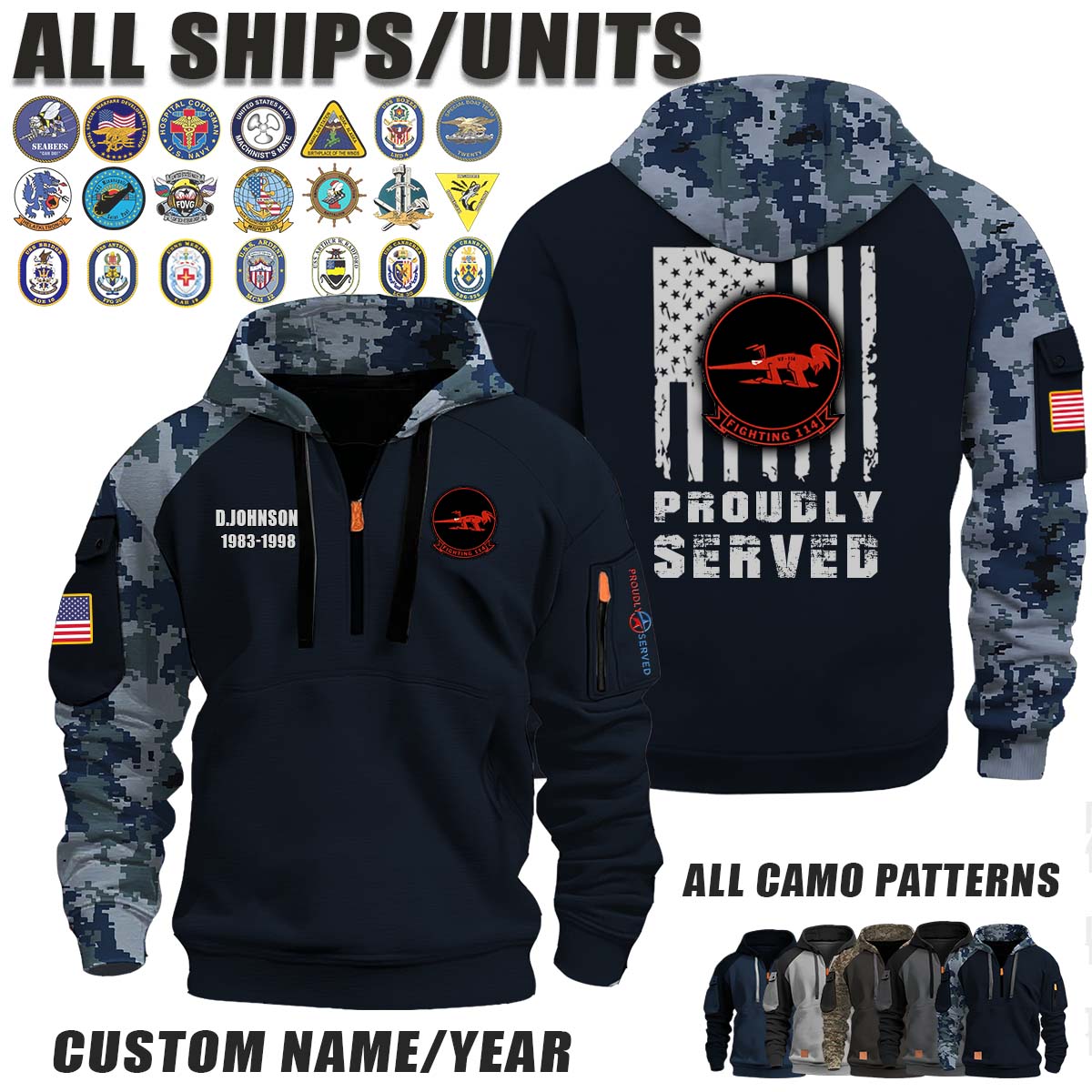 VF-114 Aardvarks_Camo Halfzip Hoodie