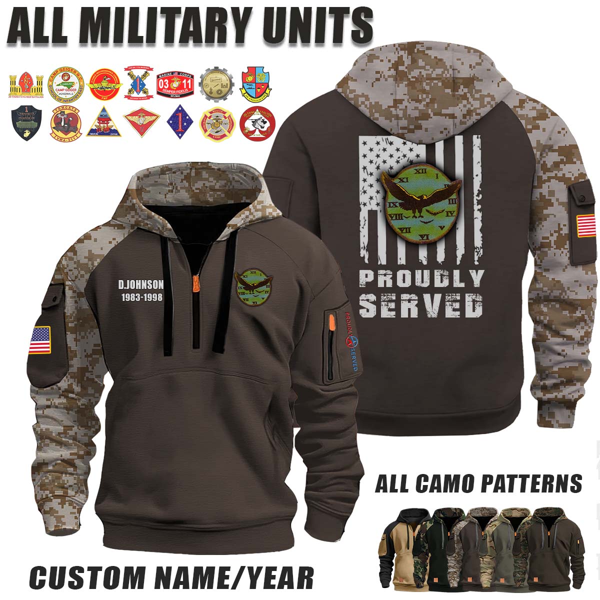 VMA-543 Night Hawks_Camo Halfzip Hoodie