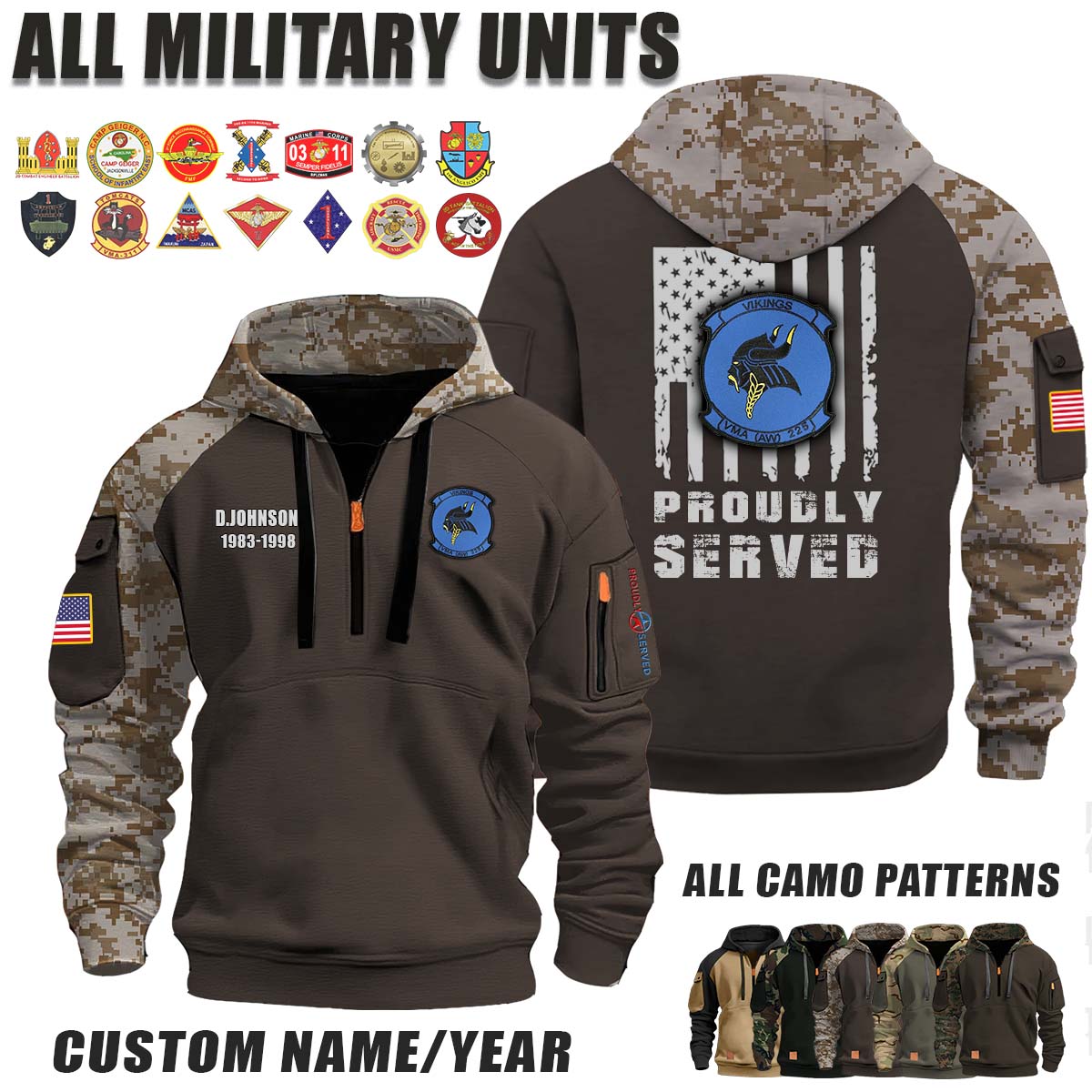 VMA(AW)-225 Vikings_Camo Halfzip Hoodie
