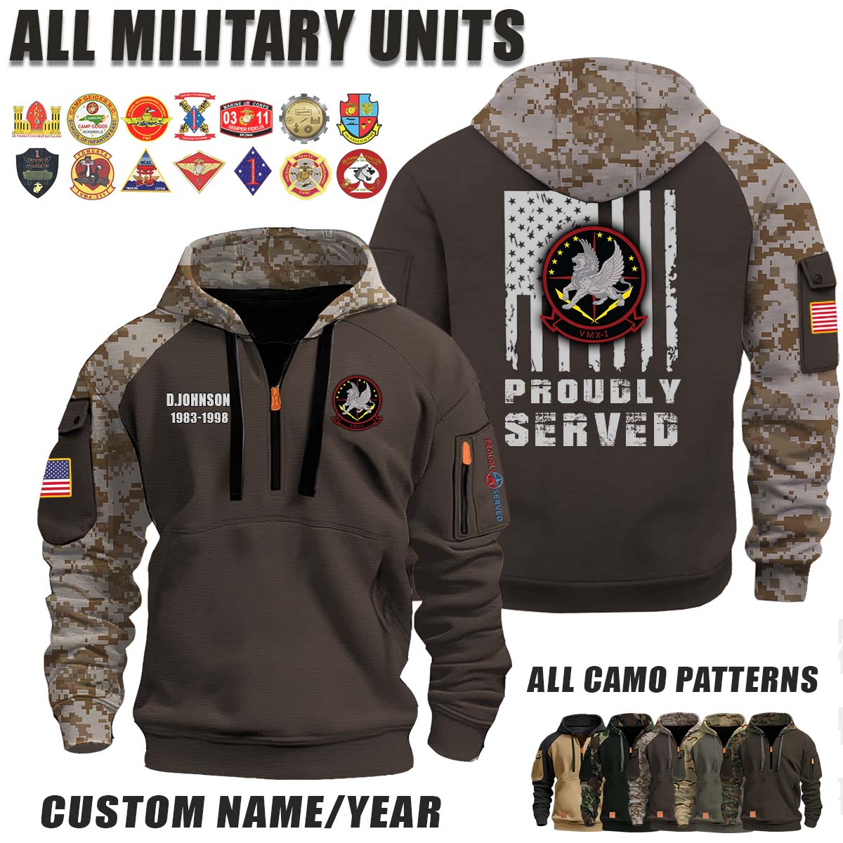 VMX-1 Marine Operational Test and Evaluation Squadron One_Camo Halfzip Hoodie