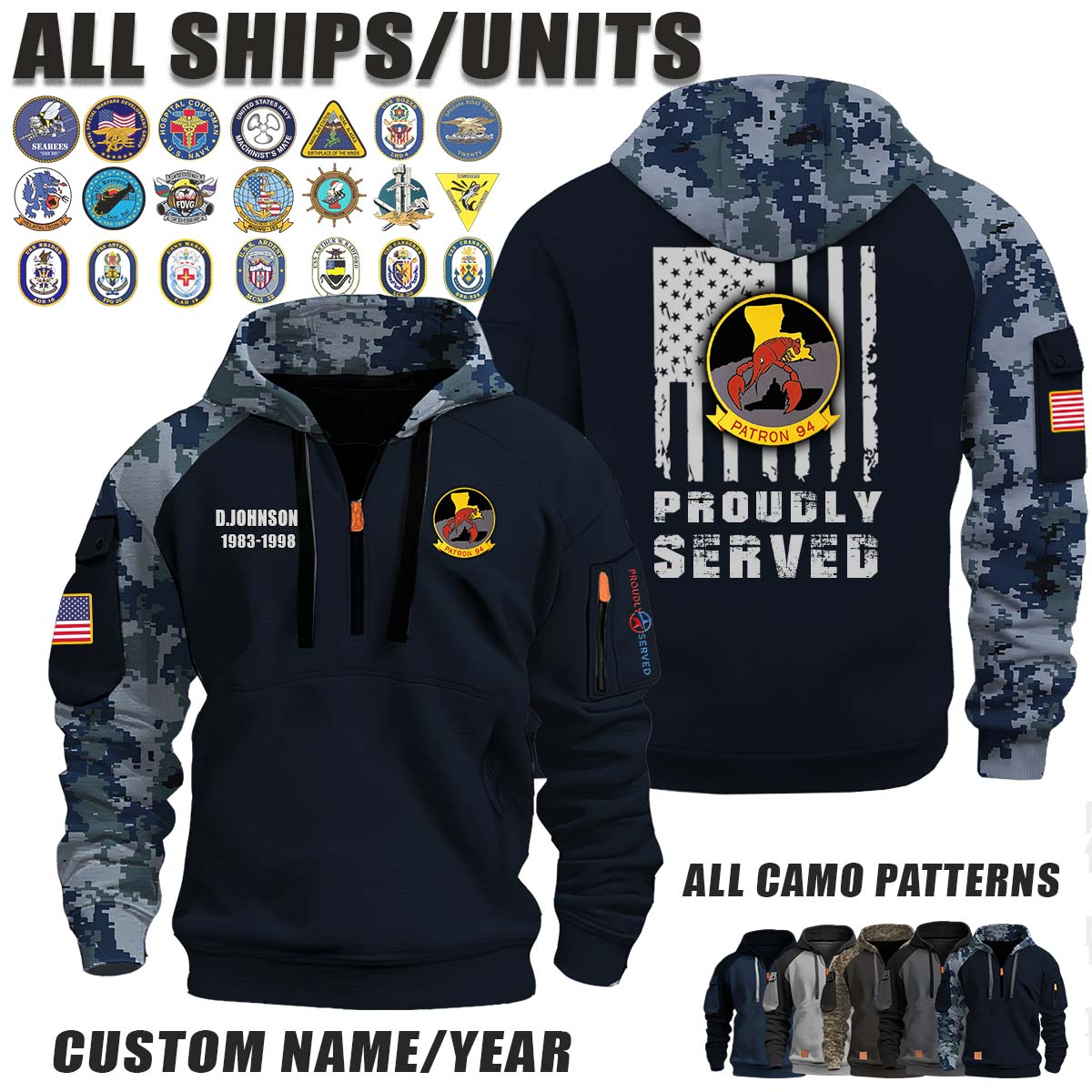 VP-94 Crawfishers_Camo Halfzip Hoodie