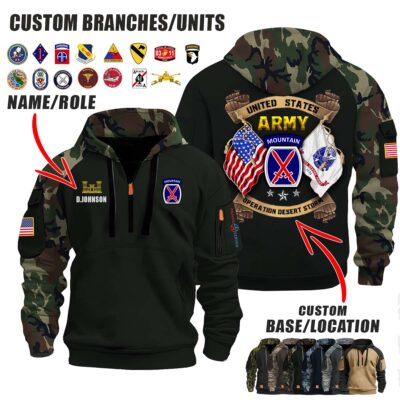 Custom US Military Units V3 Dual Flag Halfzip Hoodie 2