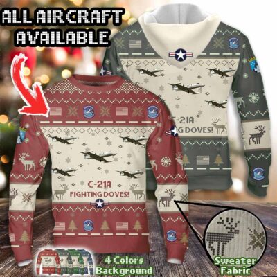 CUSTOM C 21A FIGHTING DOVES 76th Airlift Squadron Aircraft Sweater