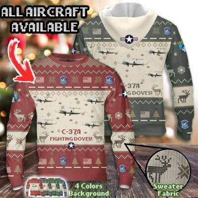 CUSTOM C 37A FIGHTING DOVES 76th Airlift Squadron Aircraft Sweater