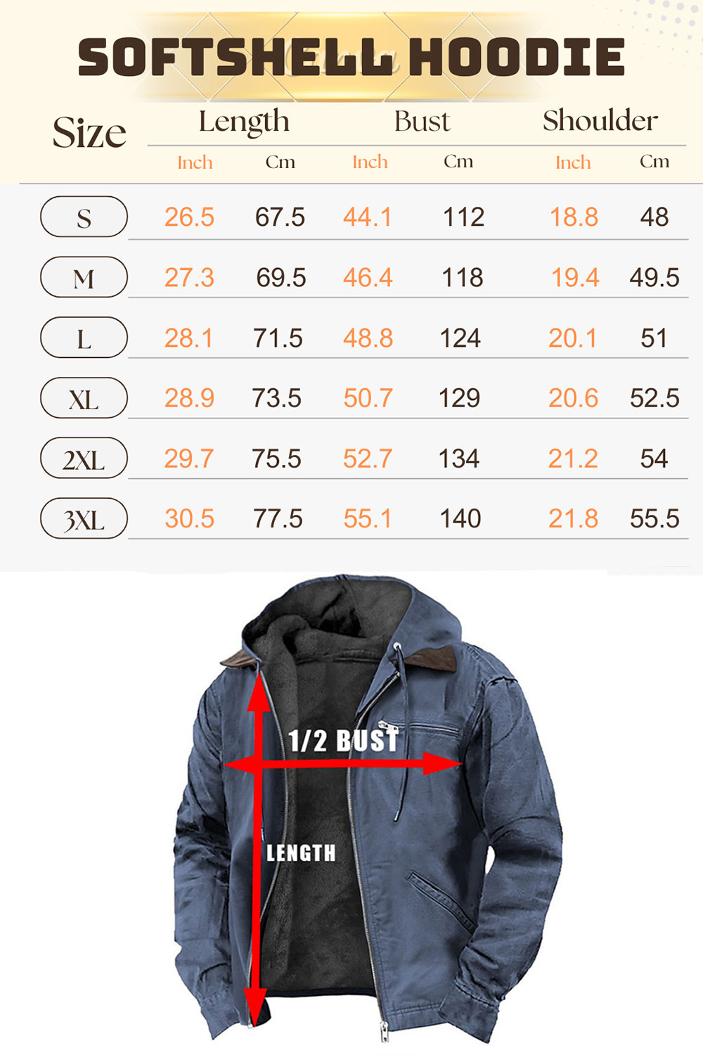 Web Sizechart Premium Softshell Hoodie